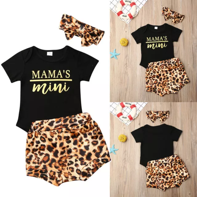 Newborn Infant Baby Girl Leopard Clothes Jumpsuit Romper Bodysuit Pants Outfits