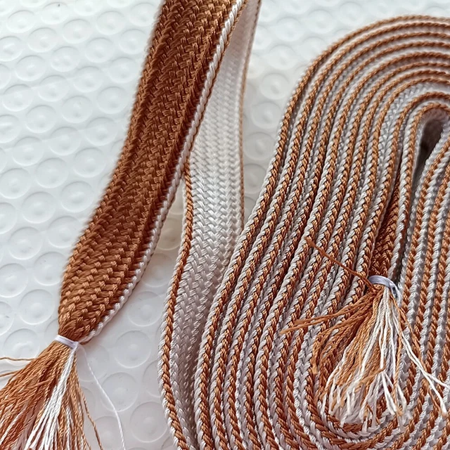 New White & Brown Silk Sageo Cord Special for Japan Tachi Katana Wakizashi Tanto