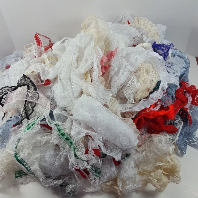 Vintage Lace 2 lbs Lot Sewing Trim Scrap White Ecrue Color Mix