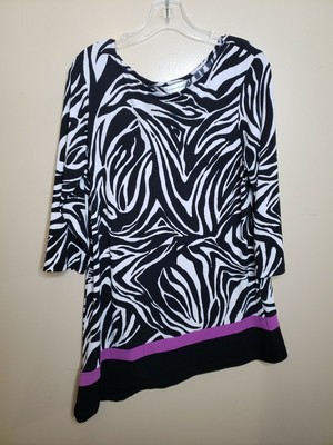 Christopher & Banks Dress Women's M Medium Black White Asymmetrical Hem