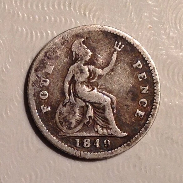 ~ 1849 Great Britain Victoria Silver Fourpence  - free US shipping & handling