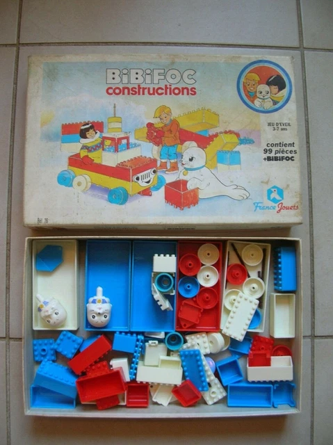 Jeu De Construction Vintage Bibifoc Constructions - France Jouets 1980 - Avec Peluche Et Fiche