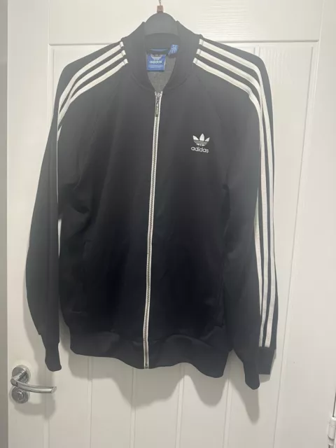 Adidas Originals Black &Stripe Track Top  Old School,  80s Vintage, Size Large.