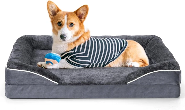 Arien Dog Bed, Dog Bed for Medium & Large Dogs, Orthopedic Bolster Couch Grey