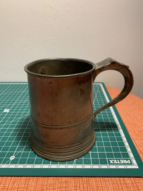 Antique Victorian Pewter Pint Tankard Derby Hallmark Crown Imperial