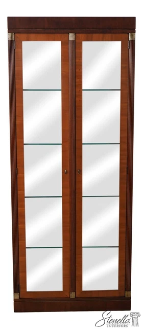 60049EC: Beveled Glass 2 Door Mahogany & Yew Wood Display Cabinet