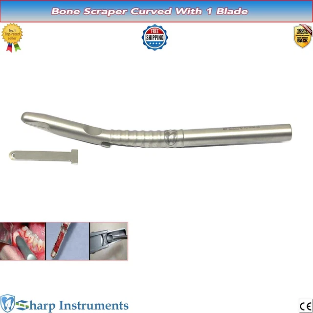 BONE SCRAPER CURVED Bone Grafting Harvester Antrostomy Implant Dental ...