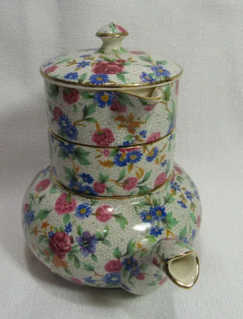 Royal Winton Grimwades England OLD COTTAGE CHINTZ Mini Stacking Teapot REDUCED!! 4