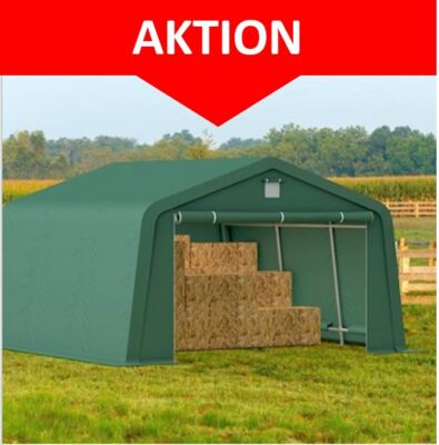 Magna One Weidezelt 3,6x9,8m - Wasserdichte Zeltgarage Mit Stahlgestänge, PE-Plane 260g/m²