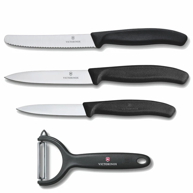 Victorinox Küchenset 4tlg. Gemüsemesser Tomatenmesser Messer Y Schäler / schwarz