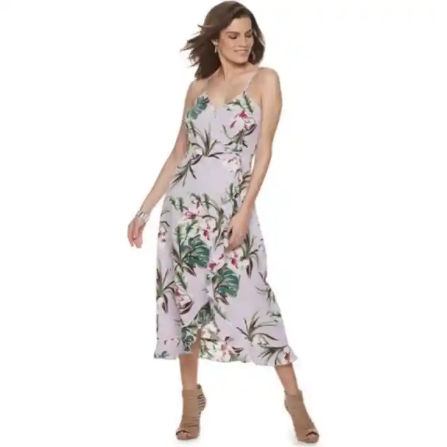 NWT Jennifer Lopez Tropical Floral Wrap Maxi Dress