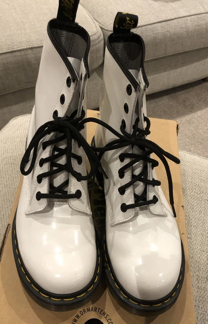 SIZE WHITE Patent Leather Dr Martens 1460 Boots… Made In
