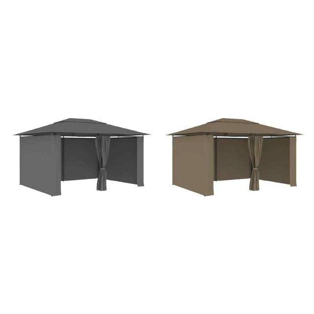 Garten Pavillon mit Vorhängen 4x3m Festzelt Partyzelt Anthrazit/Taupe vidaXL