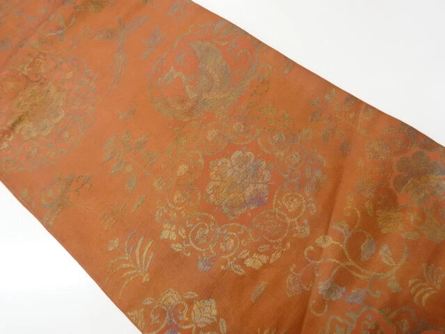 6142923: Japanese Kimono / Vintage Nagoya Obi / Woven Phoenix & Floral Plant