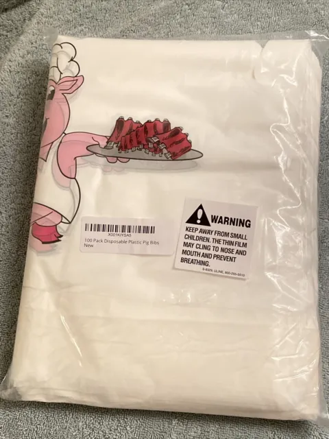 NIP 100 Pack Disposable Plastic Pig Bibs NEW