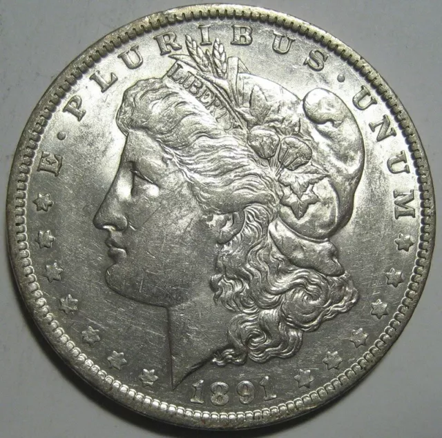 = 1891 AU/BU MORGAN Dollar, Nice Luster & EYE Appeal, FREE Shipping