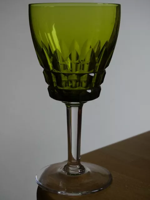 Val St Lambert Ancien Verre A Vin Roemer Cristal Mery Doubler Colorer Vert Chine