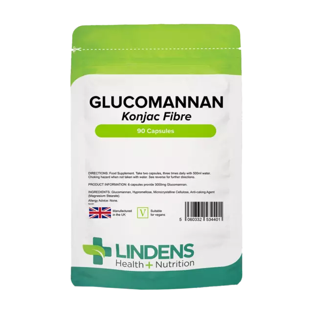 Glucomannan (fibre de konjac) 500mg (90 capsules)