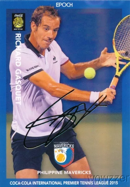 Richard Gasquet 2015 Epoch IPTL Tennis Gold Foil Facsimile Signature #8/10 MINT