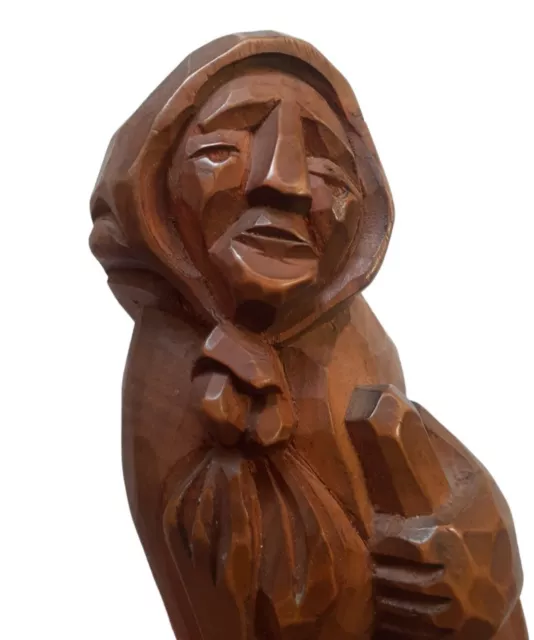 *HH* Scultura legno statua donna anziana befana wood sculpture statuetta firmata