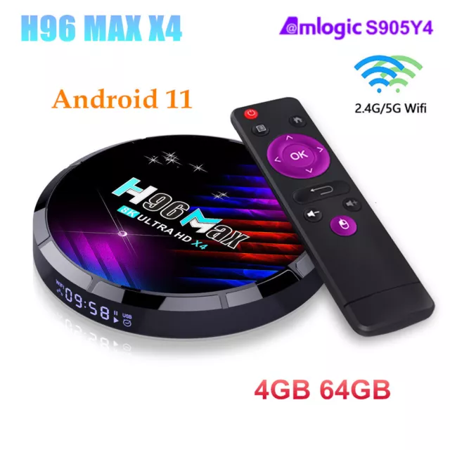 H96 MAX S905X4 Android 11 TV Box 4G 64G 2.4/5G WiFi BT 8K UHD H.265 Media player