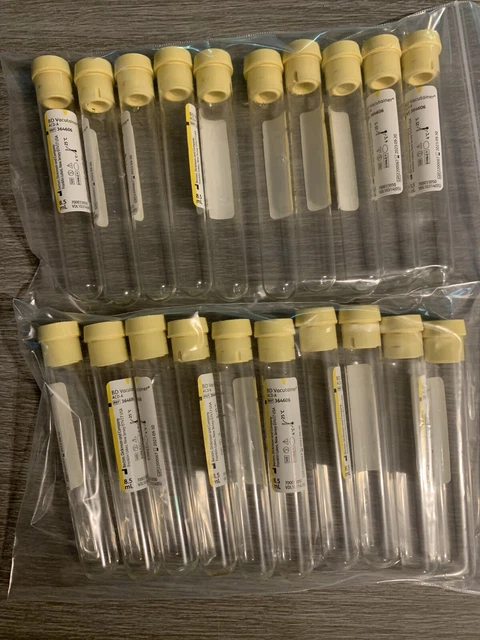 20 ACDA ACD Solution A Glass Test Tubes (Exp. 9/2023) Yellow Top 8.5ml FREE SHIP