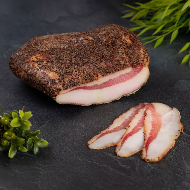 Wurstbaron® Guanciale Fettbacke getrocknet mit Pfeffer