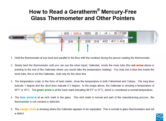 GeraTherm Mercury Free Oral Thermometer Dual Scale F° & C° with Case #20030 NEW 3