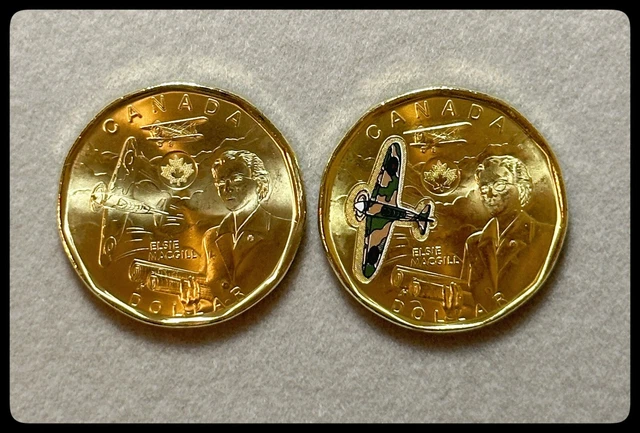 2023 Canada Elsie MacGill Dollar BU from Roll -Colourized & Plain Set (Lot #129)