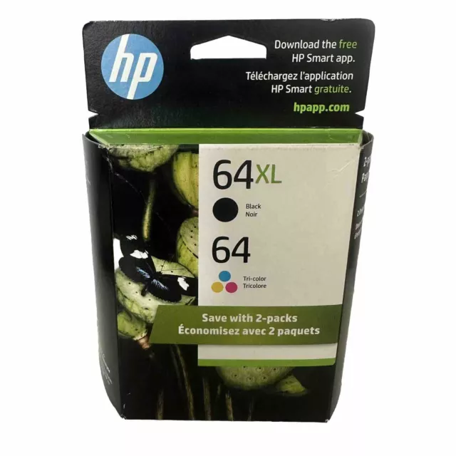 Genuine HP 64XL Black 64 Tri-Color Ink Cart Combo-Pack Exp JAN 2025 (3YP23AN)