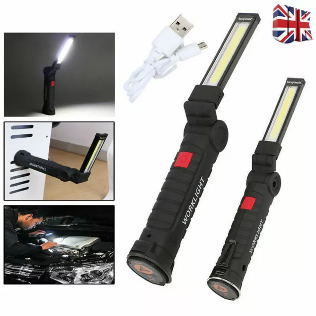 Wanocean COB LED Magnetic Work Light Rechargeable Inspection Torch Lamp Flexible