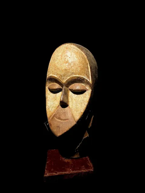 African mask Kwele Gabon Authentic Antique Hand Carved African Mask , 1014