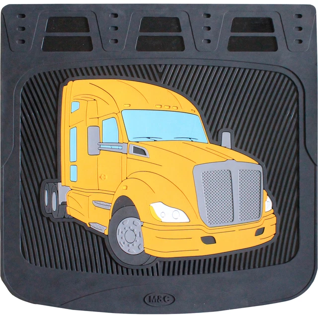 M&C Kenworth T-680 Semi-Truck Mud Flaps - Yellow, 24in.W x 24in.H, Pair