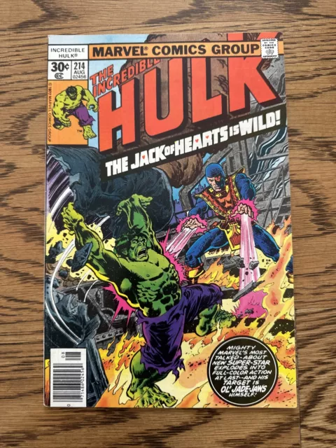 Incredible Hulk #214 (Marvel 1977) Jack Of Hearts Is Wild! FN