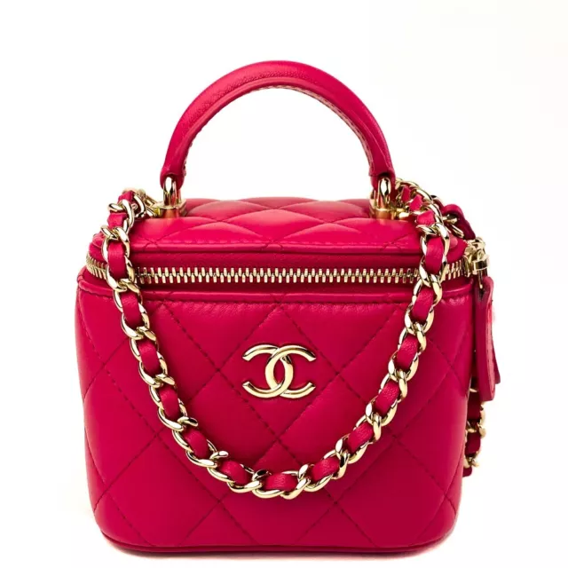 CHANEL PINK QUILTED Lambskin Top Handle Mini Vanity Case Chain Bag  $2,995.00 - PicClick
