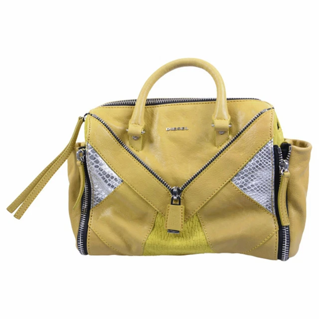 Diesel Sac à Main Femme Cuir Véritable Jaune Bandoulière Messager