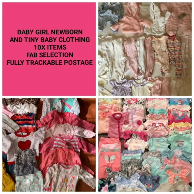 Baby Girl Clothing Bundle Job Lot - 10 Items Sent To You - Newborn Tiny Baby