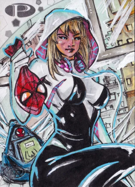 2021 2024 UD Upper Deck Marvel Premier ap Spider Gwen Stacy sketch Card By Tolu