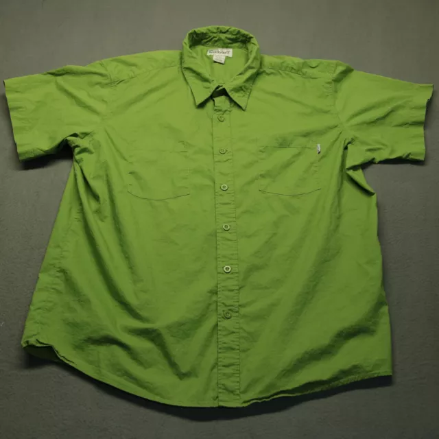 Carhartt Shirt Men's 2XL XXL Green Short Sleeve Button Up Solid