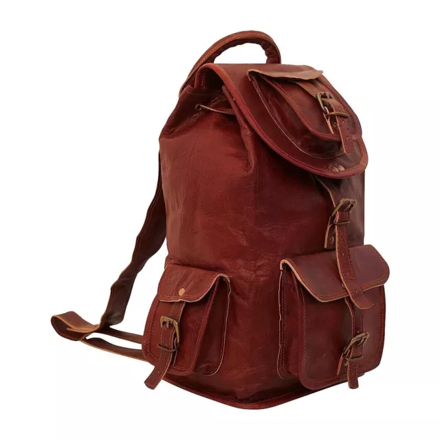 Mochila de viaje para hombre de cuero genuino Vintage, mochila muy ligera,... 3