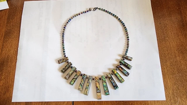 Natural Paua Abalone Shell Mermaid  Necklace 17.5" NWOT