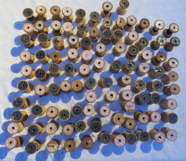 101 Old Wooden Thread Spools Multiple Sizes & Brands& Shapes -Some Thread-