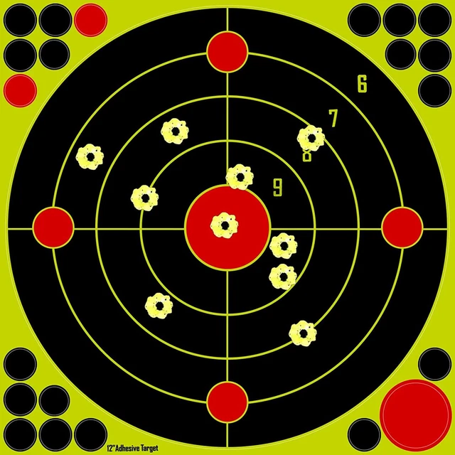 12 Inch & 7 Self Adhesive Shooting 7&apos;&apos; Targets (30 Pack)