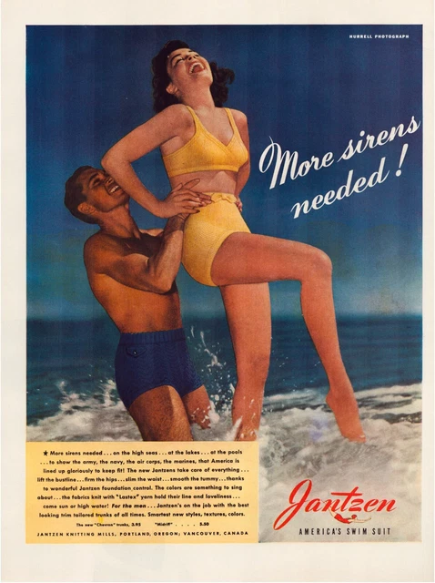 Print Ad Jantzen Swimsuits 1942 Full Page Large Magazine 10.5"x13.5"
