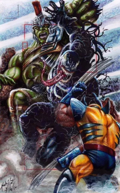 Marvel 75th SketchaFEX Puzzle Sketch Card Venom Wolverine Hulk Mick Matt Glebe