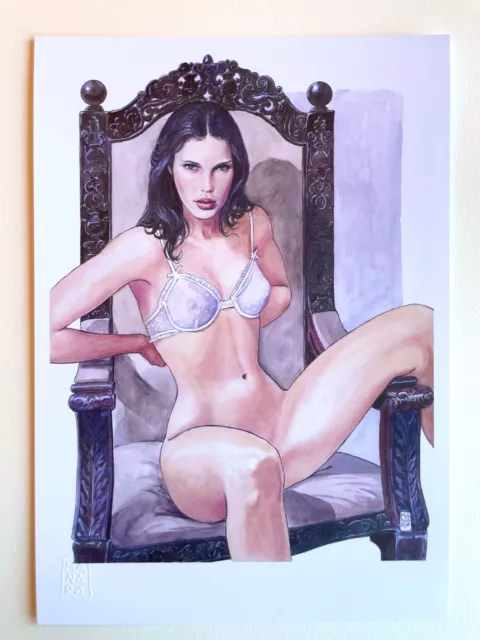 Milo Manara -  "Omaggio a Marine Vacth" - Timbro a Secco. Lui Magazine, 2018