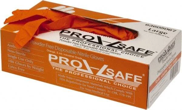 100 Pack PRO-SAFE GL6OR-5MPFL Disposable Gloves, Size Large, 5 mil, Nitrile