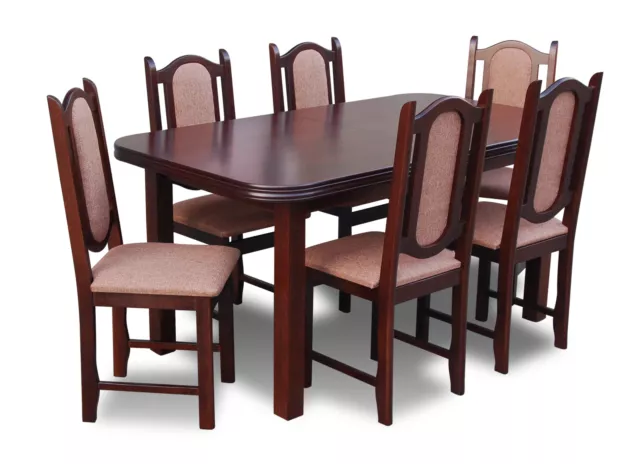 Esstisch Tisch + 6 Stühle Gruppe Esszimmer Wohnzimmer Garnitur Holz Design Set