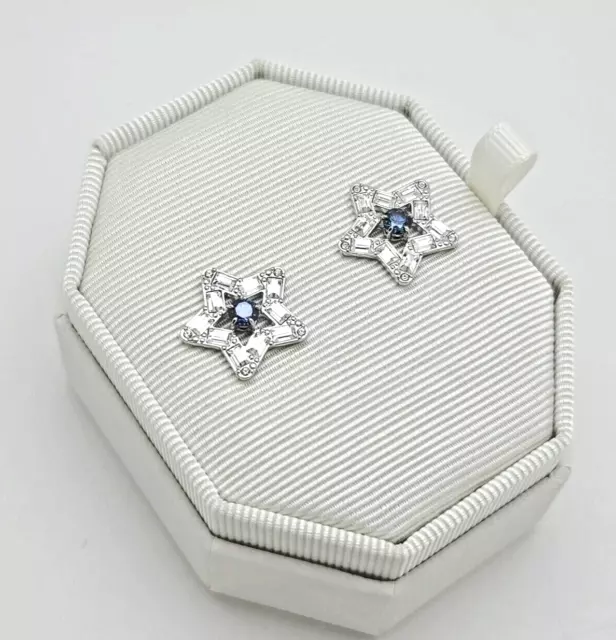 New in Gift Box SWAROVSKI 5639188 White Blue Crystals Star Stella Stud Earrings