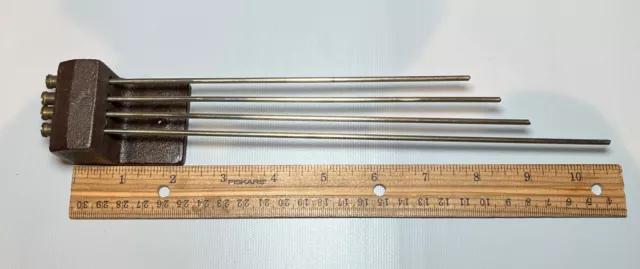 Vintage 4 Bar Chime Rods 10-1/2" Cast Iron Base Bottom Mount Strike Clock (A)